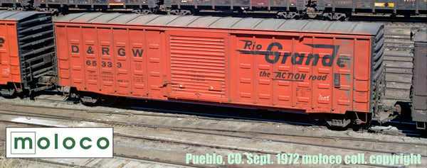 RES60105 DRGW Delivery NEW 8-71, ACF PLT C 50' Ext. Post Waffle XL, 10-0 Sliding door