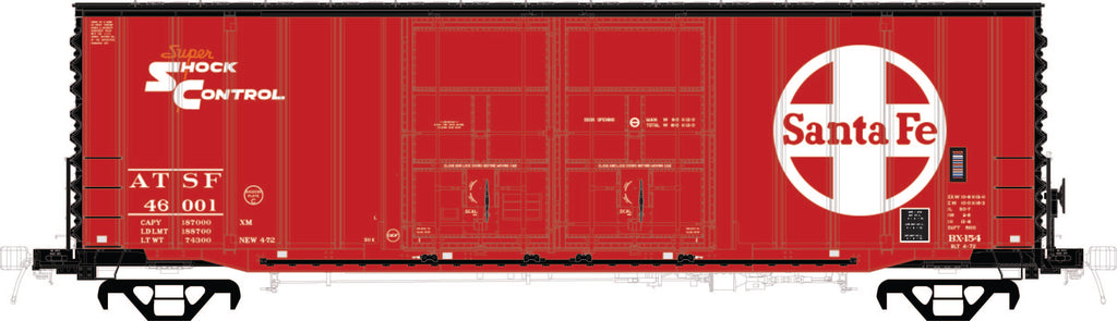 RES60001 ATSF Super Shock Control Bx-154 NEW 4-72, ACF 50' Ext. Post, 8+8 Plug doors