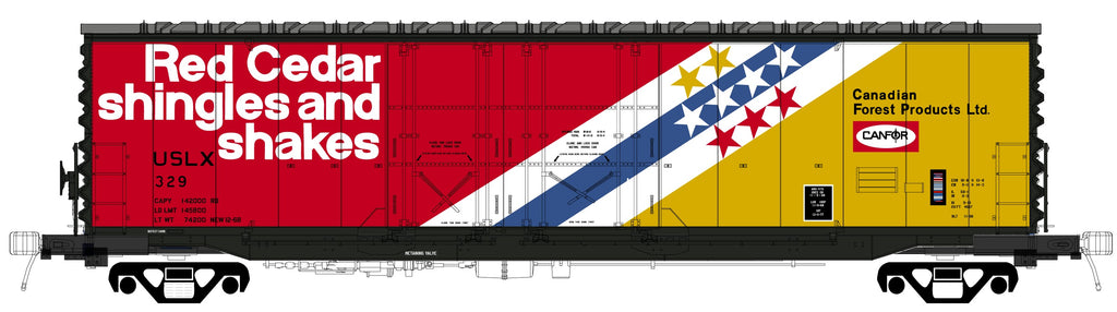 RES68126 CANFOR USLX repaint 1974 NEW 12-68, ACF 50' RB, 14-0 Double-plug Non-over. roof