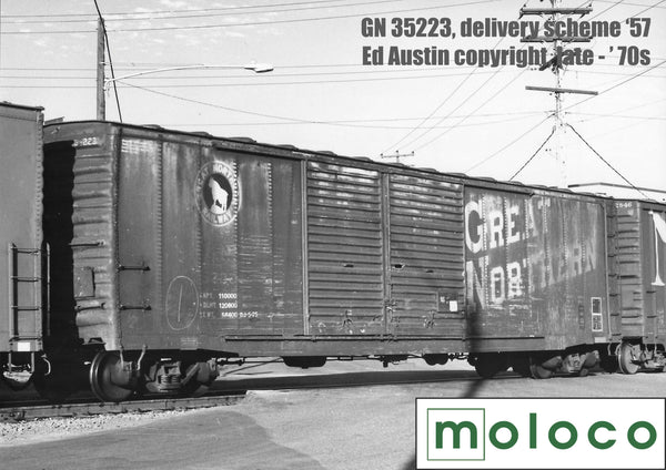 70501 St. Cloud built  50' XM 15-0 Double-slider offset, Delivery 1957 Vermillion Red (Circular Reflectors)