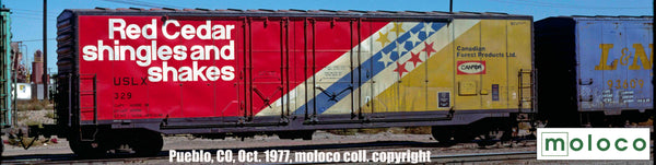 RES68126 CANFOR USLX repaint 1974 NEW 12-68, ACF 50' RB, 14-0 Double-plug Non-over. roof