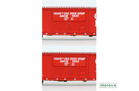 70575-01 St. Cloud painted 6-1958, 50' XM 15-0 Double-slider offset, Gavin Yard, 750,000th CAR OVER HUMP