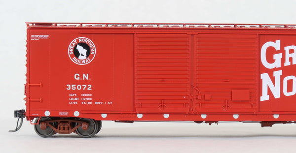 70501 St. Cloud built  50' XM 15-0 Double-slider offset, Delivery 1957 Vermillion Red (Circular Reflectors)