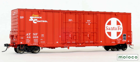 DEP60011-01  ATSF 46005 Red repaint TS.10.80, Bx-154 ACF 50' Hi-cube non-Waffle, 8+8 plug door