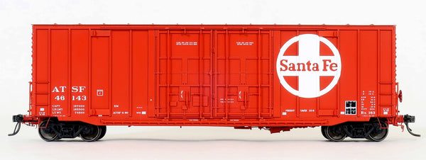 DEP60012-01  ATSF 46143 Red repaint ATSF 6-80, Bx-163 ACF 50' Hi-cube non-Waffle, 8+8 plug door