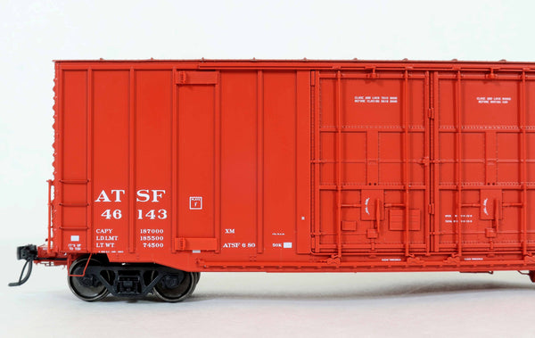 DEP60012-01  ATSF 46143 Red repaint ATSF 6-80, Bx-163 ACF 50' Hi-cube non-Waffle, 8+8 plug door