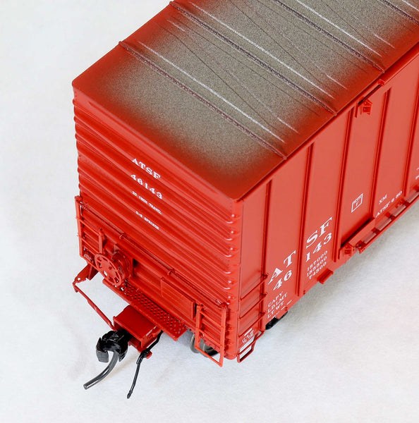 DEP60012-01  ATSF 46143 Red repaint ATSF 6-80, Bx-163 ACF 50' Hi-cube non-Waffle, 8+8 plug door