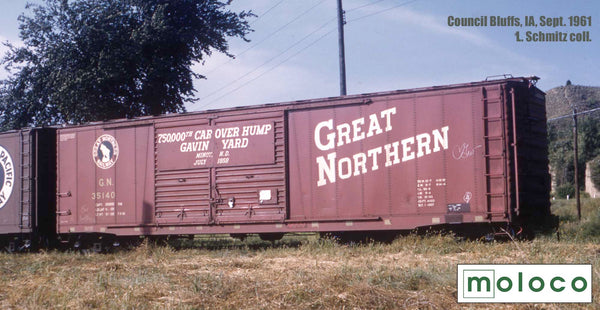 RES70575-00 St. Cloud painted 6-1958, 50' XM 15-0 Double-slider offset, Gavin Yard, 750,000th CAR OVER HUMP
