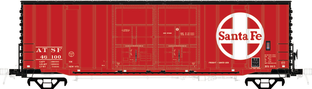RES60002 ATSF Freight-Saver 20B Bx-163 NEW 4-73, ACF 50' Ext. Post, 8+8 Plug doors